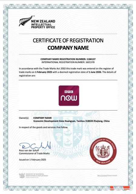 New Zealand certificate of registration Word and PDF template